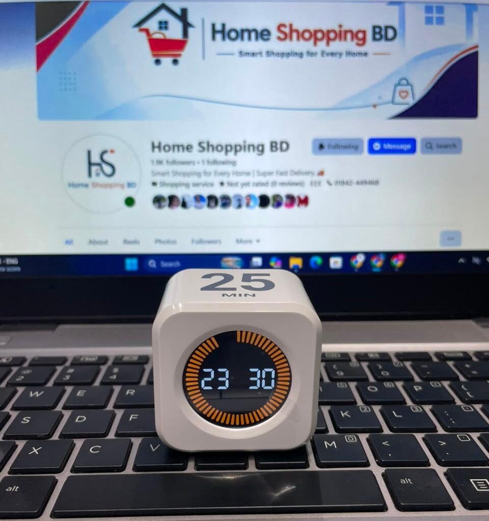 White Pomodoro Timer for Study – LCD Display