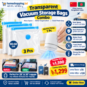 Transparent Vacuum Storage Bags Combo with Electric Pump