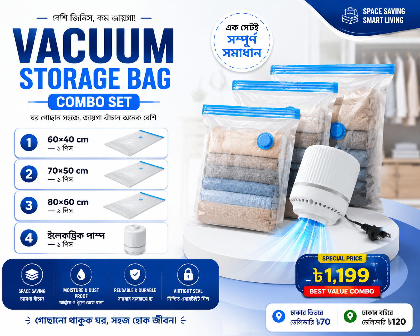 Best Combo Vacuum Storage Bags with Electric Pump